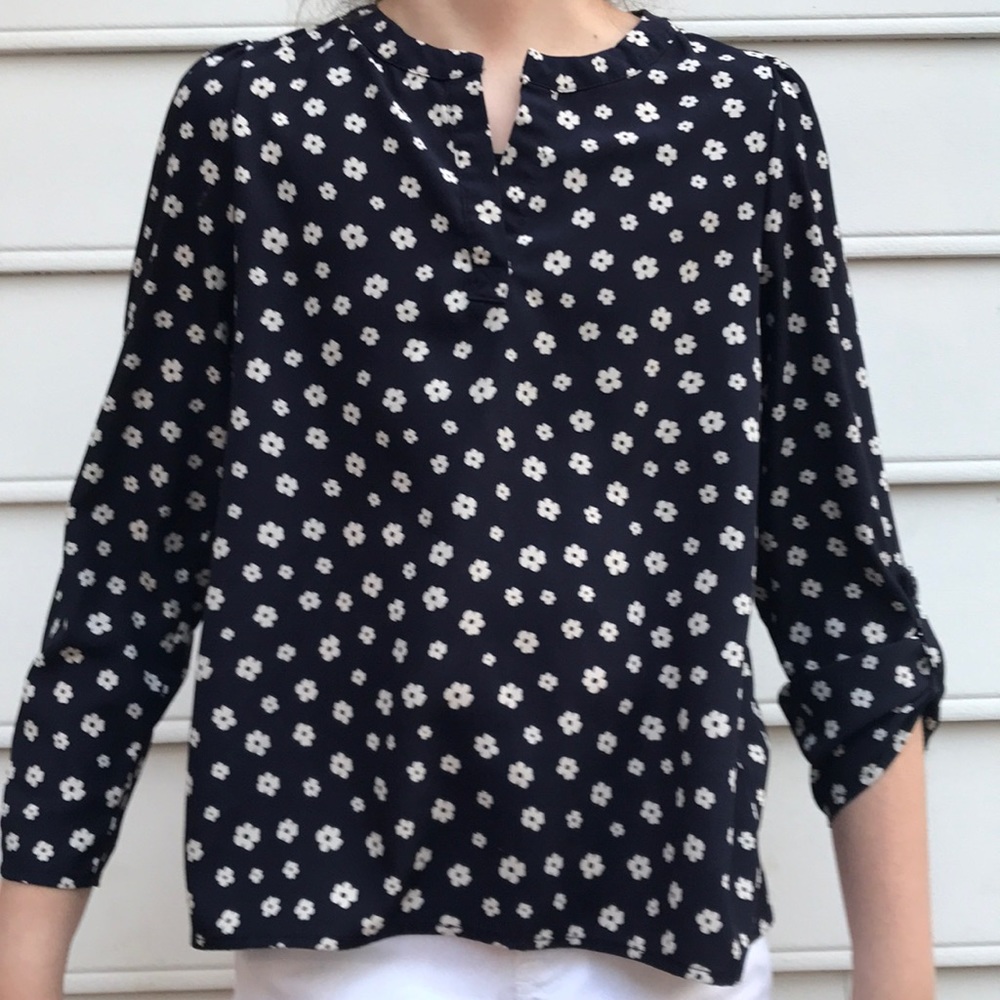Navy blue and white Girls' Blouse